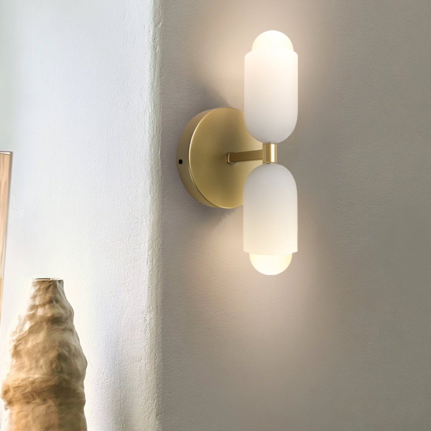 Arandela de Parede Dupla Minimalista em Tom Creme