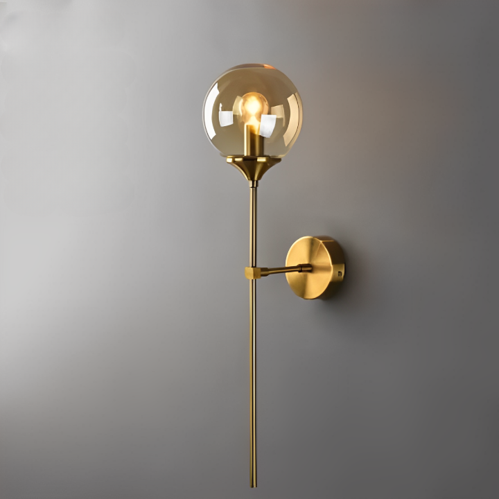Arandela de Parede Interna Dourada em Formato de Globo - Iluminação Decorativa