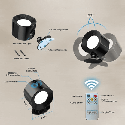 Arandela de Parede Interna LED Bifocal Sem Fio para Iluminação Decorativa