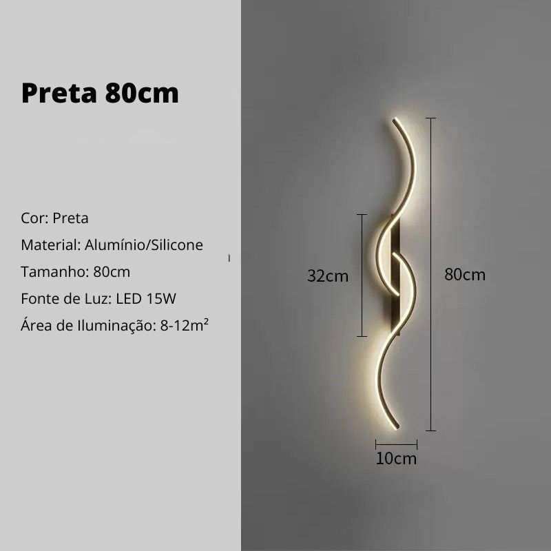 Arandela de Parede Interna com Design Onda Dupla para Iluminação Decorativa