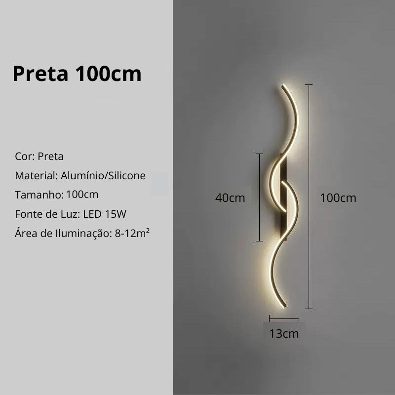 Arandela de Parede Interna com Design Onda Dupla para Iluminação Decorativa