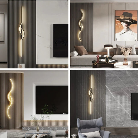 Arandela de Parede Interna com Design Onda Dupla para Iluminação Decorativa