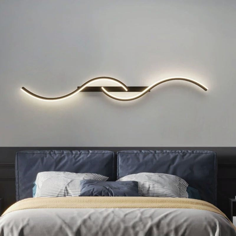 Arandela de Parede Interna com Design Onda Dupla para Iluminação Decorativa