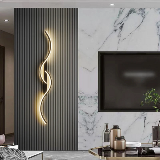 Arandela de Parede Interna com Design Onda Dupla para Iluminação Decorativa