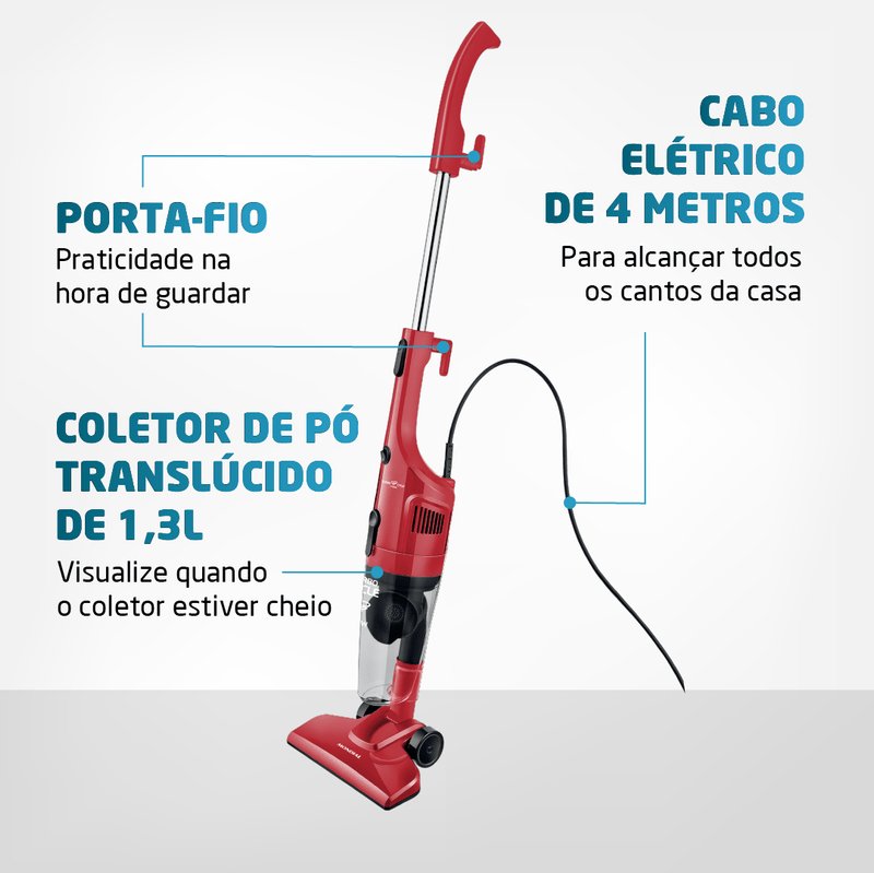 Aspirador de Pó Vertical 2 em 1 Turbo Cycle 1200W Mondial AP36