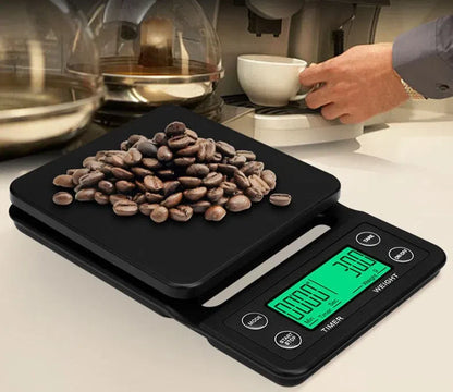 Balança de Precisão Digital para Café, Cozinha e Barista com Timer - Capacidade de 3 ou 5 Quilos