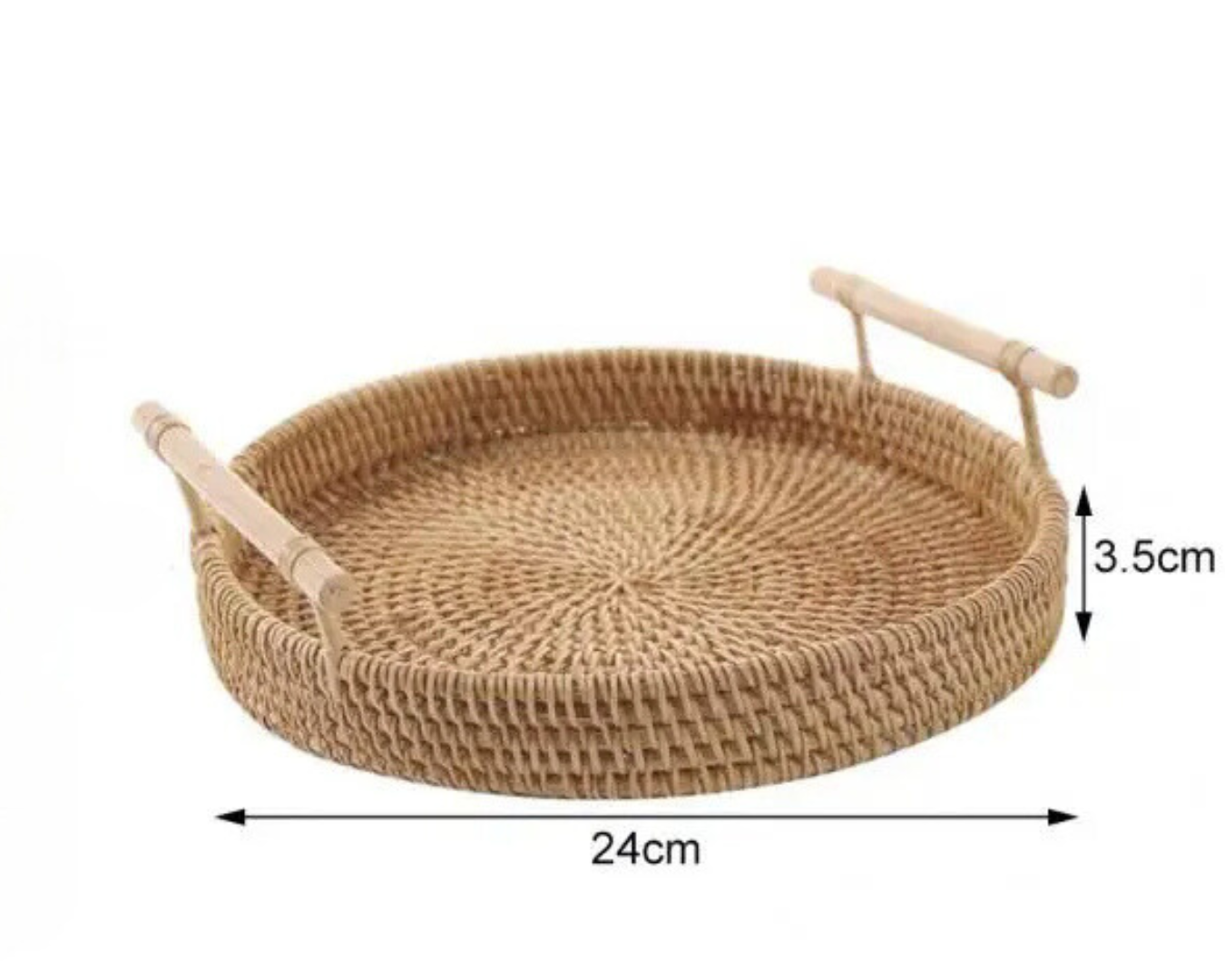 Bandeja Decorativa Redonda de Rattan para Cantinho do Café