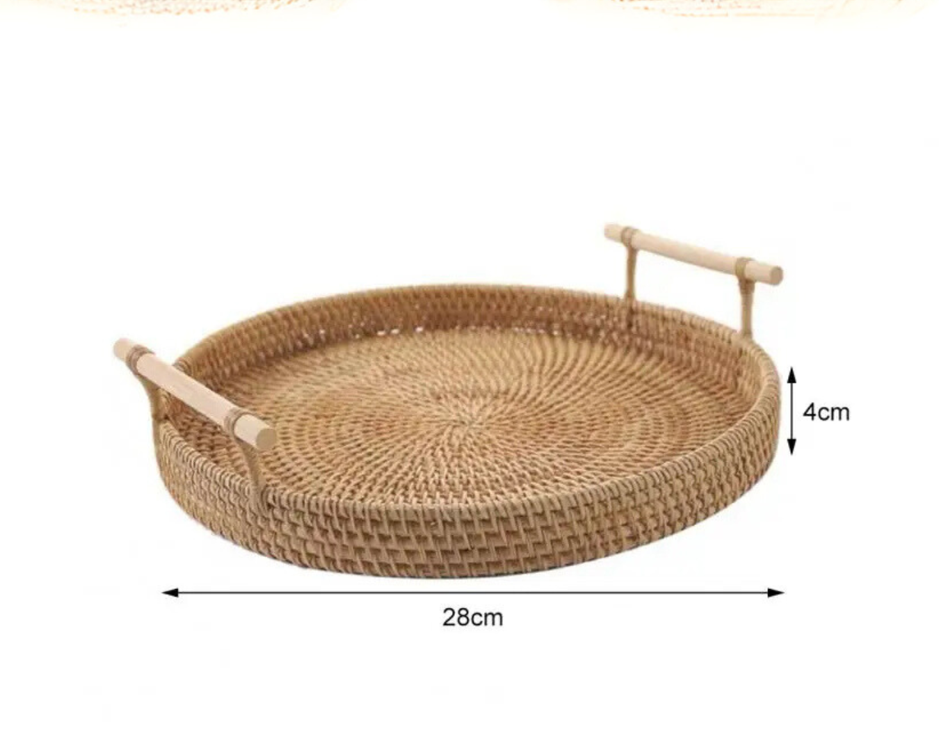 Bandeja Decorativa Redonda de Rattan para Cantinho do Café