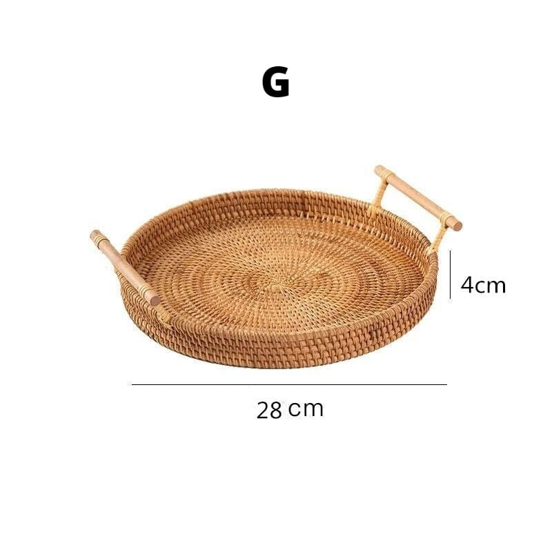 Bandeja Decorativa Redonda de Vime e Rattan Artesanal