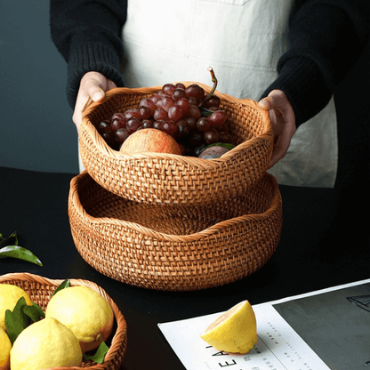 Bandeja Decorativa Redonda em Vime Rattan para Mesa