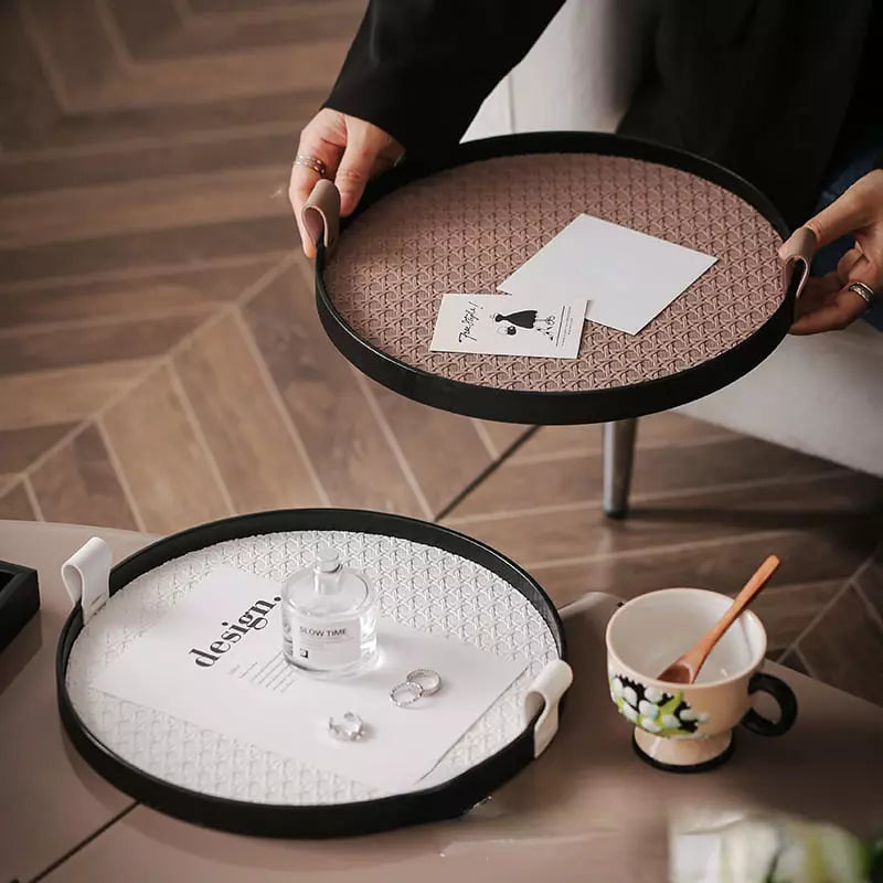 Bandeja Decorativa Redonda para Banheiro ou Sala com Alça
