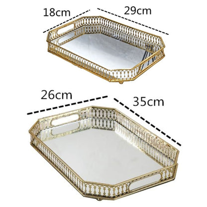 Bandeja Decorativa Retangular para Banheiro ou Sala com Espelho