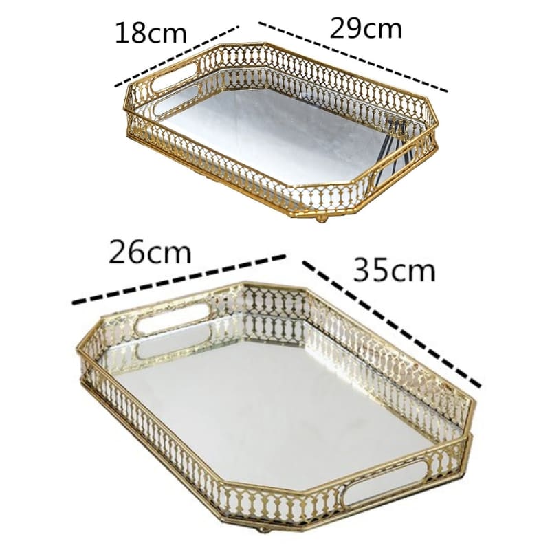 Bandeja Decorativa Retangular para Banheiro ou Sala com Espelho