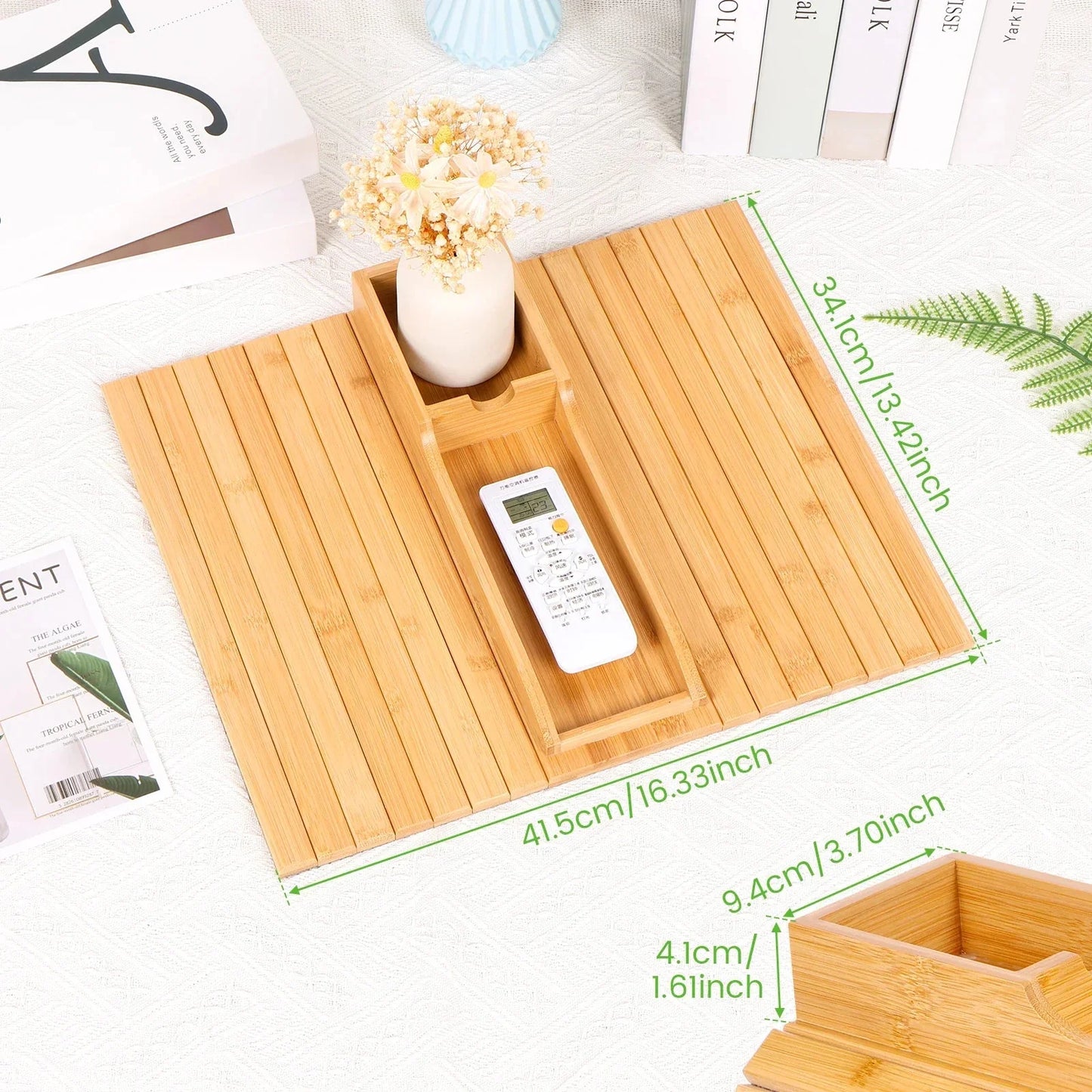 Bandeja Lateral Dobrável para Sofá em Bambu Natural - Prática e Estilosa