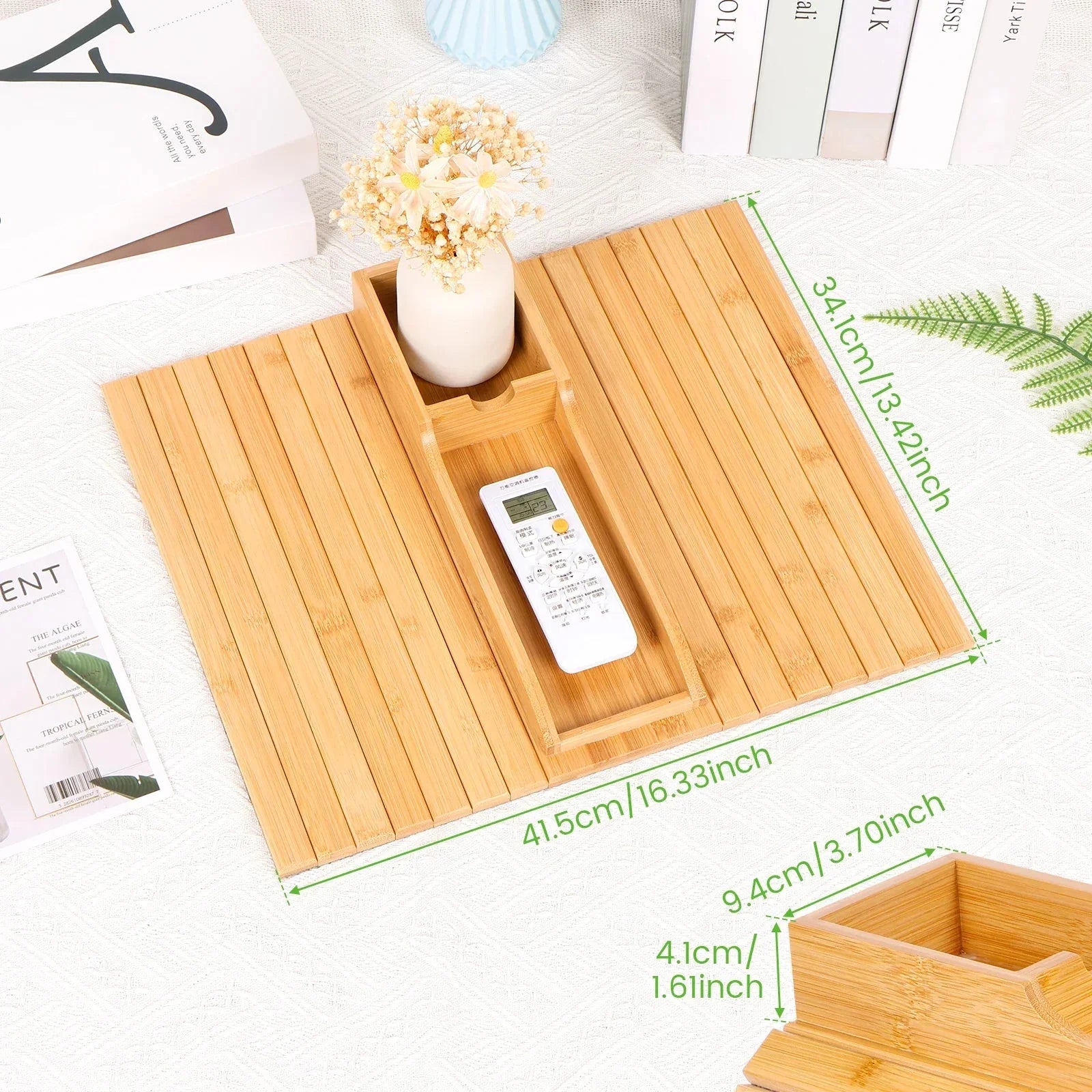 Bandeja Lateral Dobrável para Sofá em Bambu Natural - Prática e Estilosa