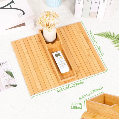 Bandeja Lateral Dobrável para Sofá em Bambu Natural - Prática e Estilosa