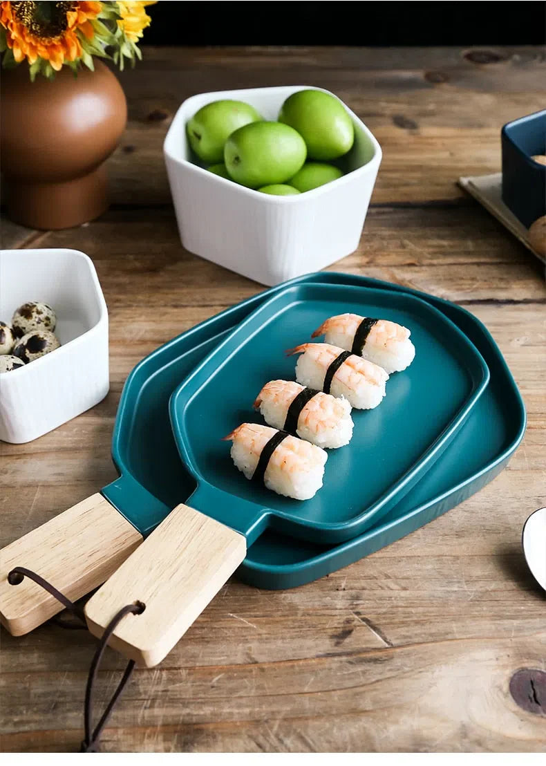 Bandeja de Cerâmica Colorida - Linha Decorativa para Mesa