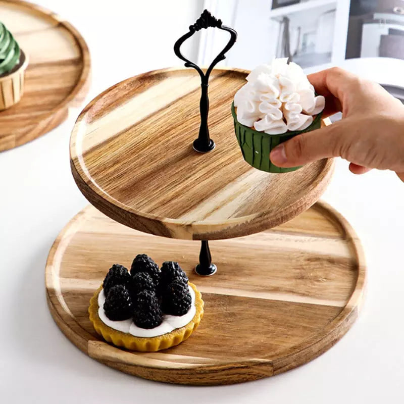 Bandeja de Madeira para Doces com Suporte - Ideal para Festas e Decoração