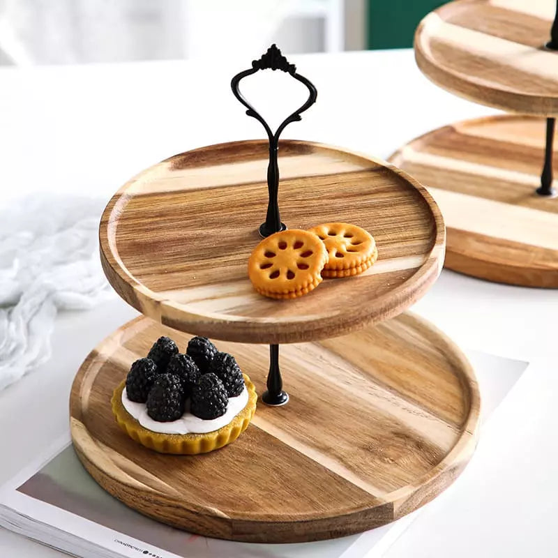 Bandeja de Madeira para Doces com Suporte - Ideal para Festas e Decoração