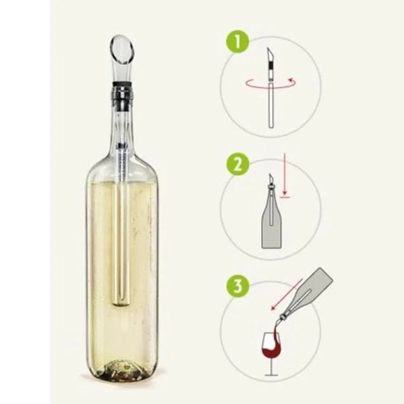 Bastão Resfriador de Vinho com Aerador de Aço Inoxidável