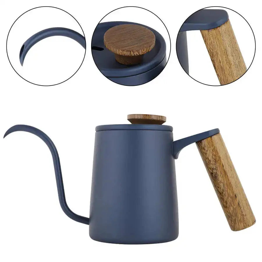 Bule de Aço Inox com Bico Fino - 350ml e 600ml - Cores: Azul Marinho, Preto e Branco