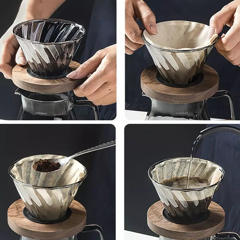 Bule de Café em Vidro Borossilicato com Coador Hario V60