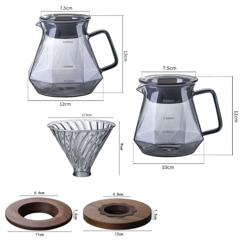 Bule de Café em Vidro Borossilicato com Coador Hario V60