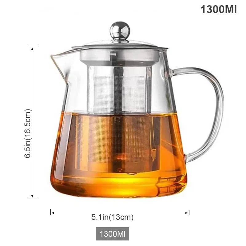 Bule de Chá em Vidro com Infusor de Aço Inoxidável