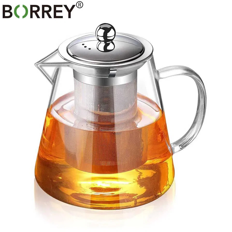 Bule de Chá em Vidro com Infusor de Aço Inoxidável