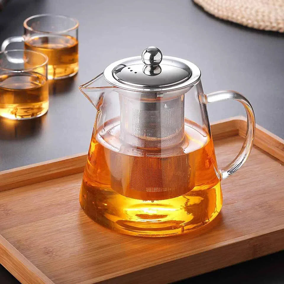 Bule de Chá em Vidro com Infusor de Aço Inoxidável