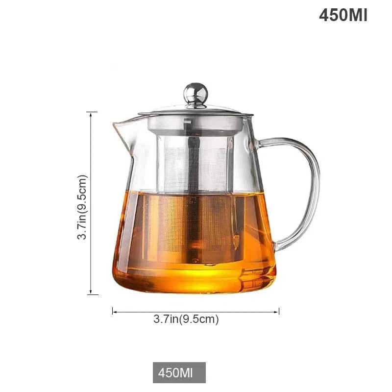 Bule de Chá em Vidro com Infusor de Aço Inoxidável