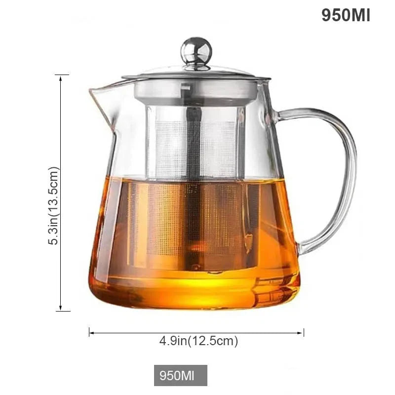 Bule de Chá em Vidro com Infusor de Aço Inoxidável