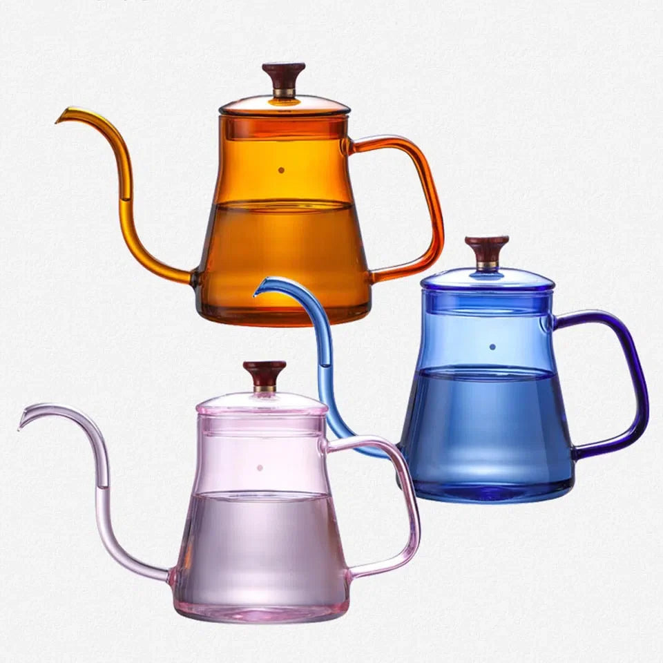 Bule de Vidro Longo com Bico Fino - 350ml ou 600ml - Coleção Arco-Íris