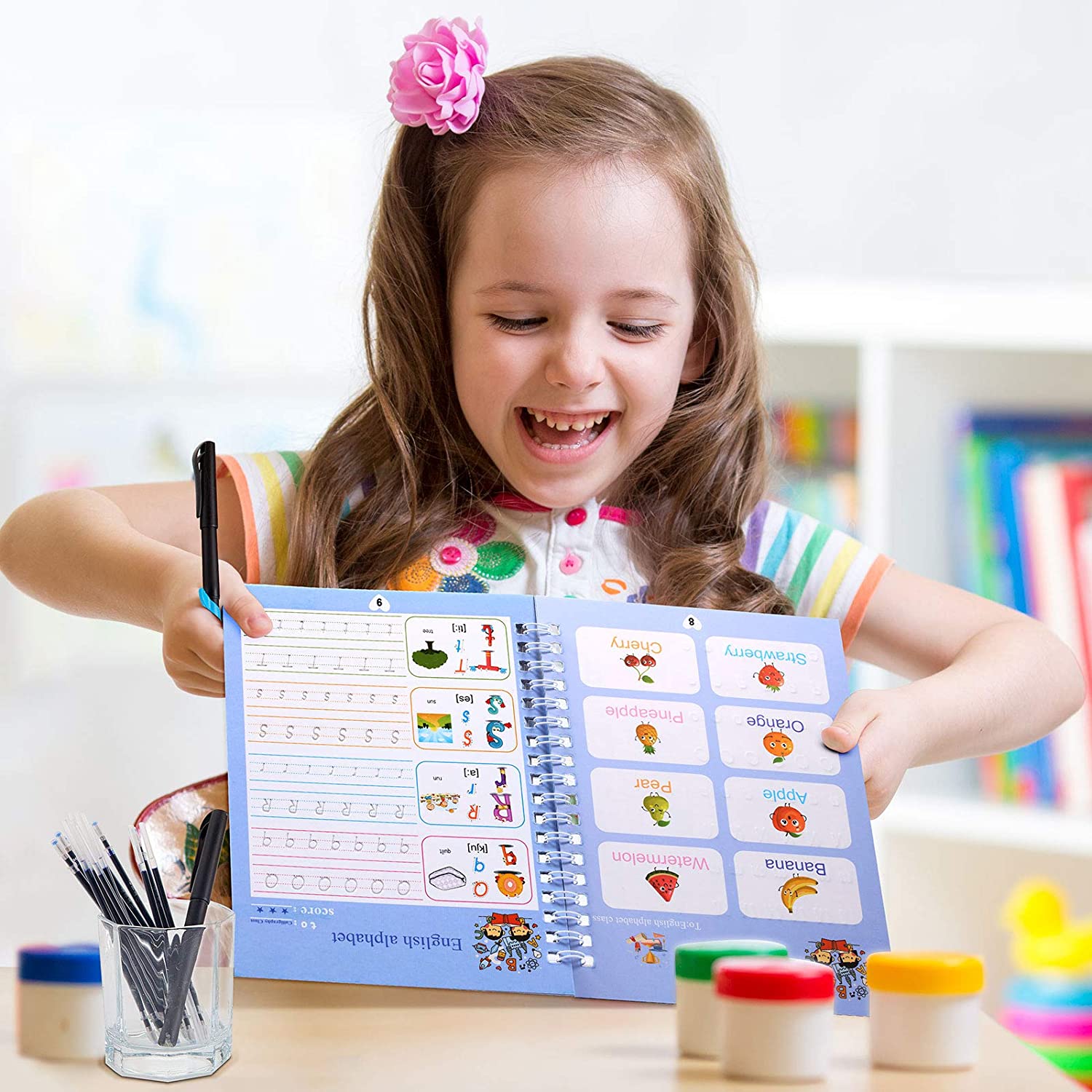 Caderno de Caligrafia Reutilizável - Kit com 4 Cadernos Mágicos para Prática de Escrita