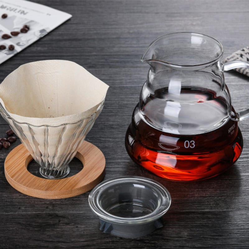 Cafeteira de Vidro Borossilicato com Coador Hario V60 para Preparar Café