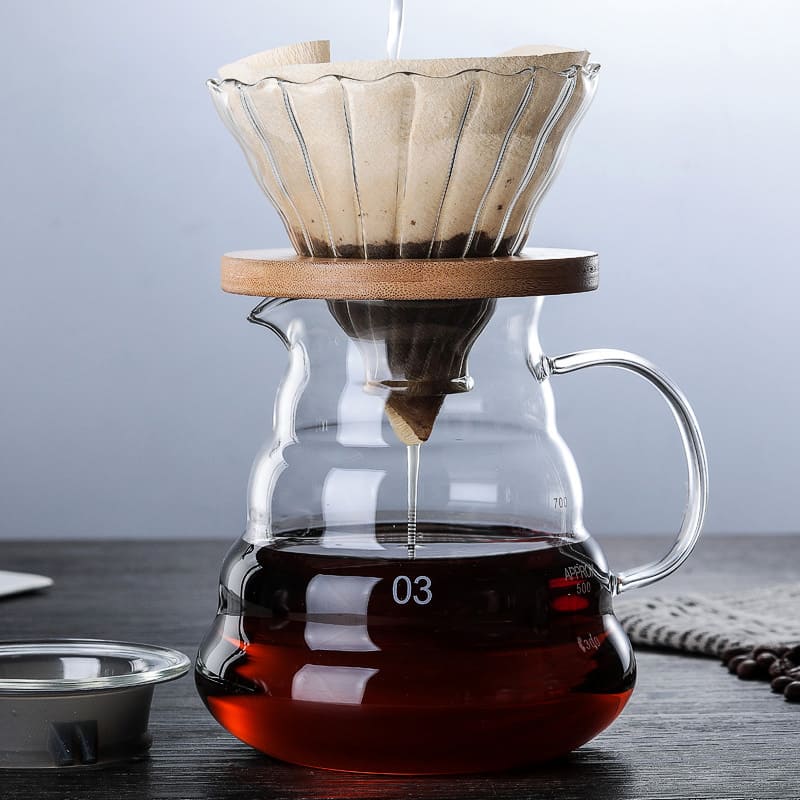 Cafeteira de Vidro Borossilicato com Coador Hario V60 para Preparar Café