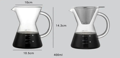 Cafeteira de Vidro Borossilicato com Filtro de Inox - Capacidade de 400ml