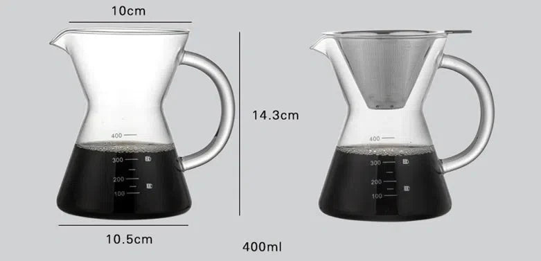 Cafeteira de Vidro Borossilicato com Filtro de Inox - Capacidade de 400ml