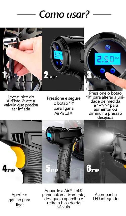 Calibrador Digital de Pneus com 3 Bicos Intercambiáveis - Acessório de Medição de Pressão