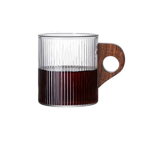 Caneca Canelada de Madeira - Design Elegante e Durável para Café e Chá
