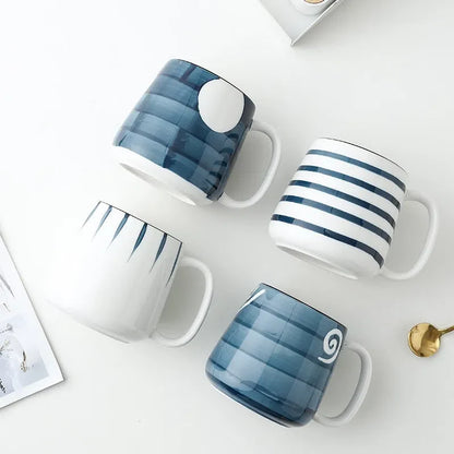 Caneca de Cerâmica Pintada à Mão Estilo Japonês - Capacidade de 500ml