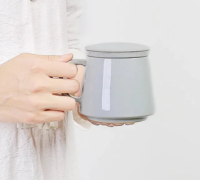 Caneca de Cerâmica com Filtro Infusor e Tampa - Ideal para Chás e Infusões