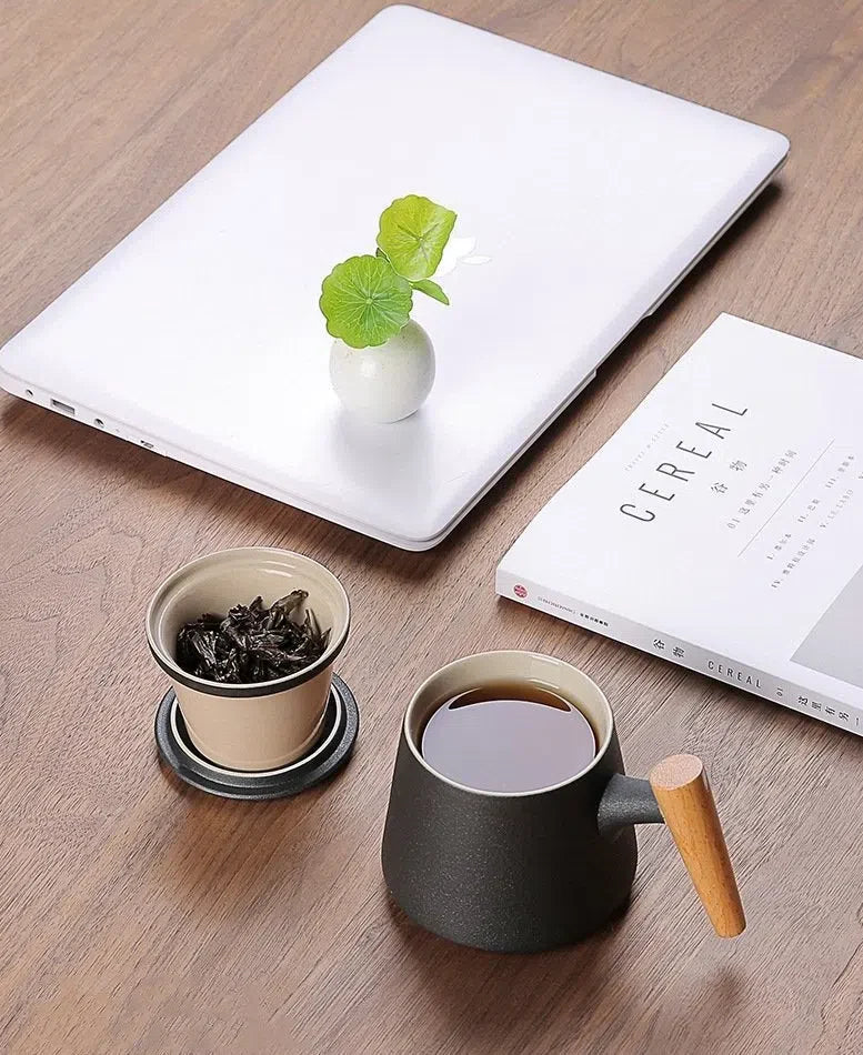 Caneca de Cerâmica com Filtro Infusor e Tampa - Ideal para Chás e Infusões