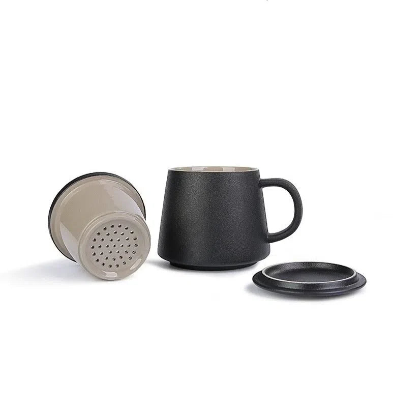 Caneca de Cerâmica com Filtro Infusor e Tampa - Ideal para Chás e Infusões