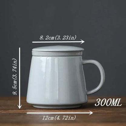 Caneca de Cerâmica com Filtro Infusor e Tampa - Ideal para Chás e Infusões