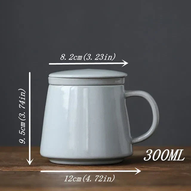 Caneca de Cerâmica com Filtro Infusor e Tampa - Ideal para Chás e Infusões