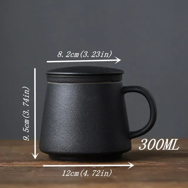 Caneca de Cerâmica com Filtro Infusor e Tampa - Ideal para Chás e Infusões