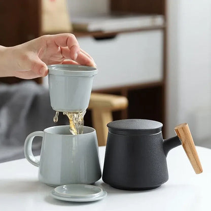 Caneca de Cerâmica com Filtro Infusor e Tampa - Ideal para Chás e Infusões