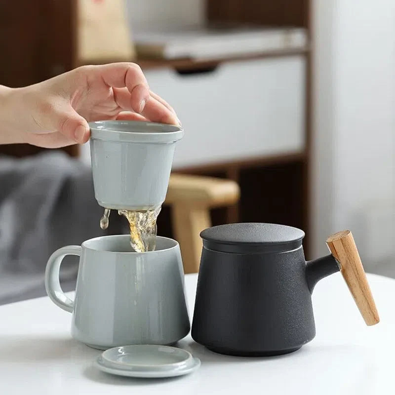 Caneca de Cerâmica com Filtro Infusor e Tampa - Ideal para Chás e Infusões