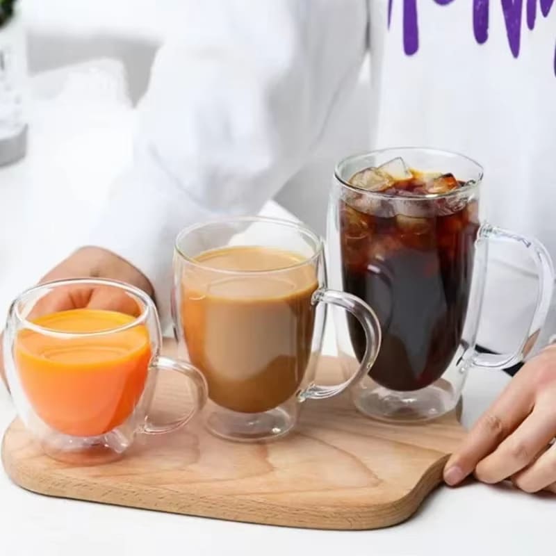 Caneca de Vidro com Parede Dupla para Café e Chá - Ideal para Cantinho do Café